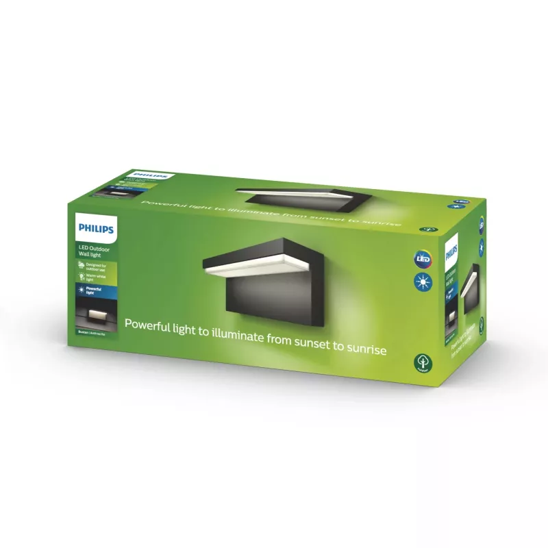 Outdoor wall lighting Philips myGarden Bustan 9W Anthracite Aluminium LED