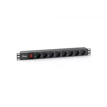 Equip 8-Outlet German Power Distribution Unit, 1U, Horizontal, Plastic, Black, 8 AC outlet(s), 1.8 m