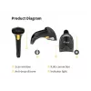 Handheld Barcode Scanner Equip 1D Laser USB Wired Black ABS