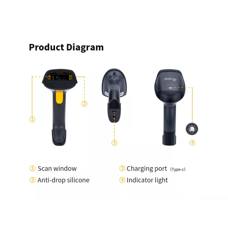Equip Wireless 1D Laser Barcode Scanner, with Stand