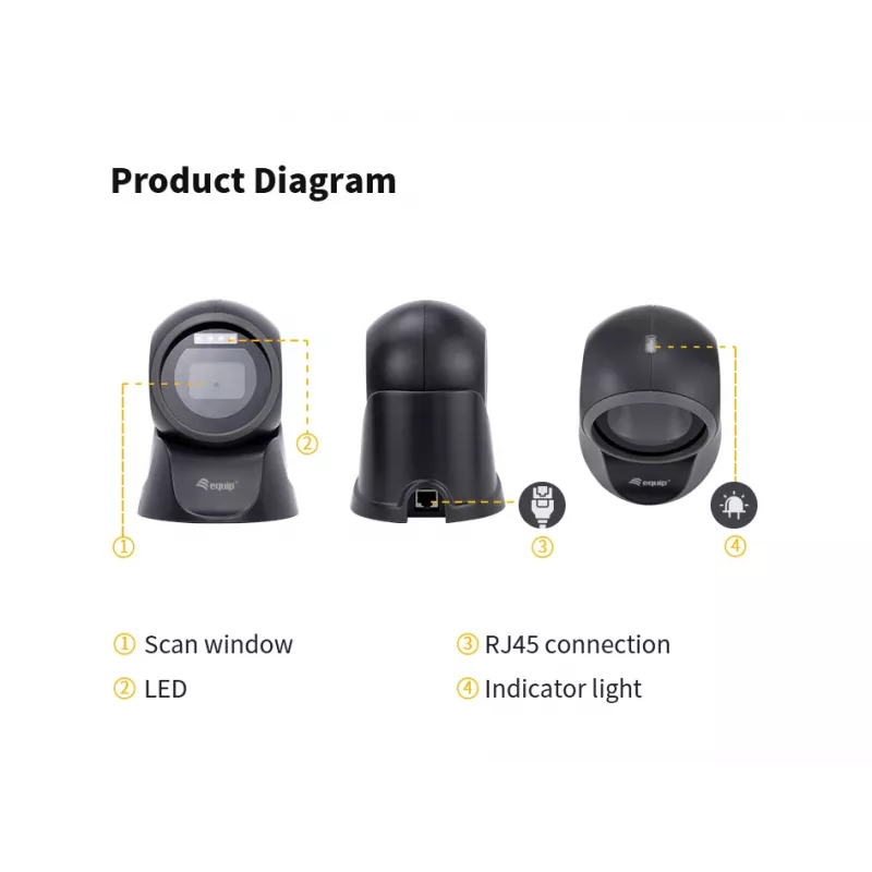 Equip USB 2D Omnidirectional Desktop Barcode Scanner