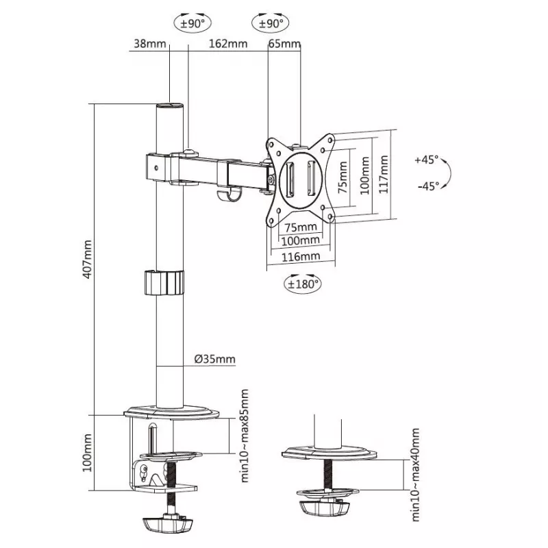 Equip 17 inch-32 inch Articulating Monitor Desk Mount Bracket