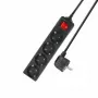 ACT Power strip with illuminated switch, 4 sockets, 2 m, black