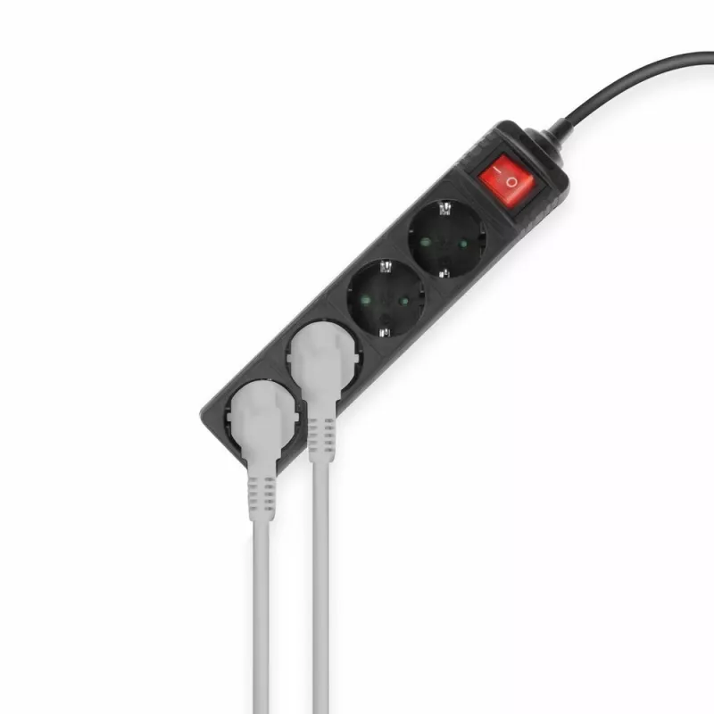 ACT Power strip with illuminated switch, 4 sockets, 2 m, black