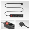 ACT Power strip with illuminated switch, 4 sockets, 2 m, black