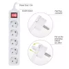 ACT Power strip with illuminated switch and flat plug, 5 sockets, 1.5 m, white