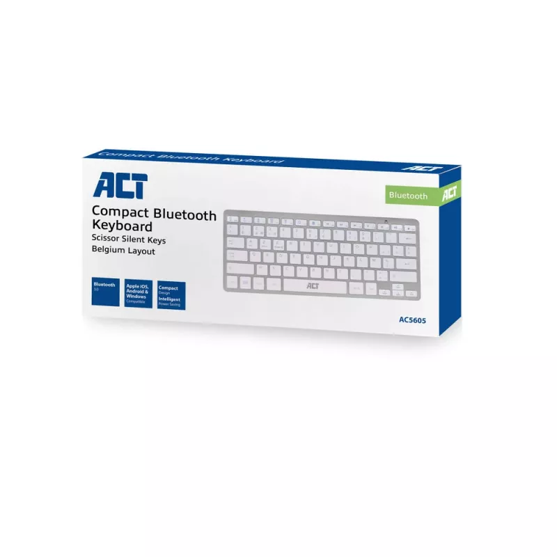 ACT Portable Bluetooth Keyboard Azerty/BE layout Wireless White 75%