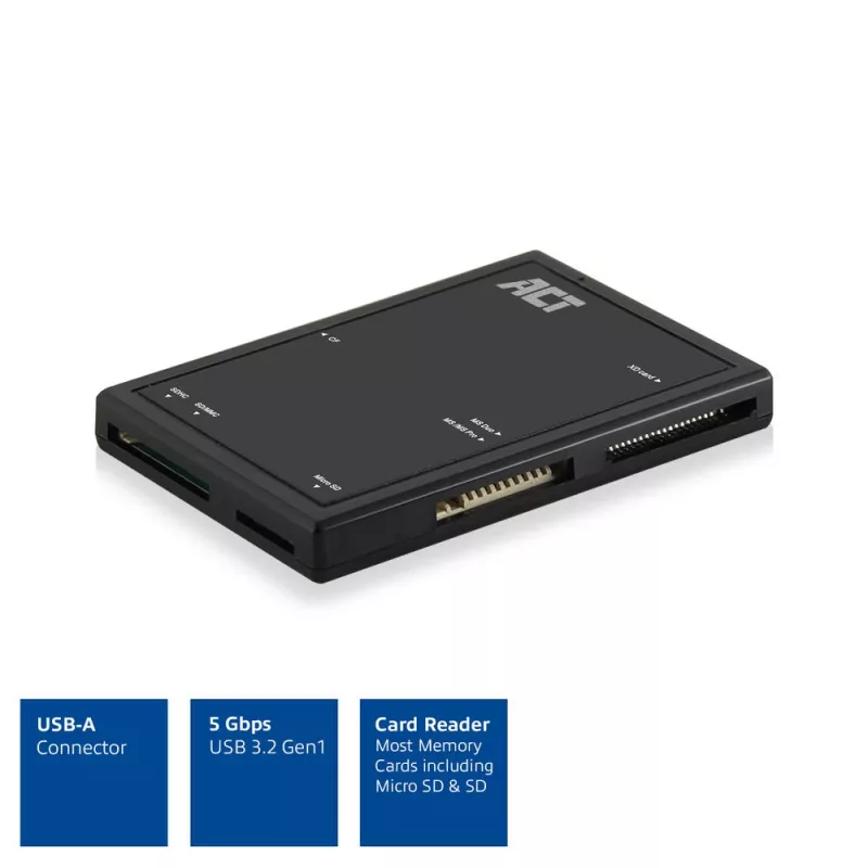 ACT USB 3.0 card reader AC6370 CF MMC MS Duo MicroSD SDHC Black