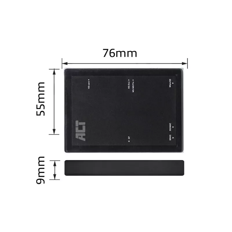ACT USB 3.0 card reader AC6370 CF MMC MS Duo MicroSD SDHC Black