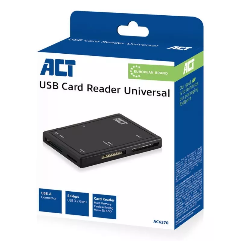 ACT USB 3.0 card reader AC6370 CF MMC MS Duo MicroSD SDHC Black