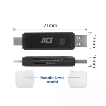 Card Reader ACT USB-C/USB-A 3.0 Black
