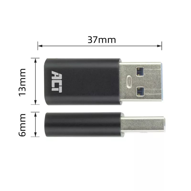 USB-A male to USB-C female adapter ACT AC7376 black