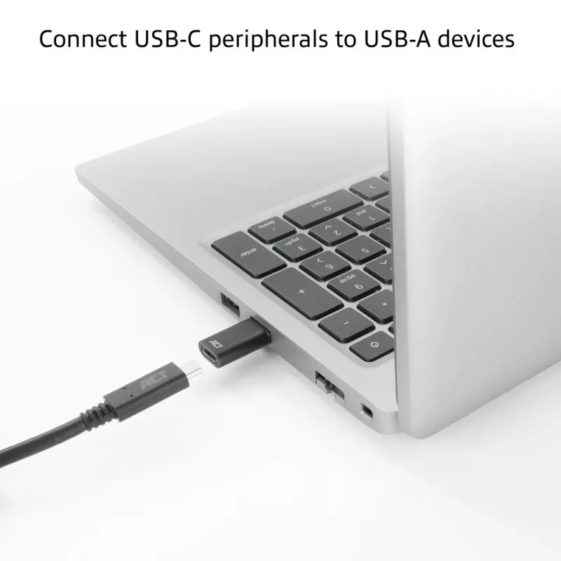 USB-A male to USB-C female adapter ACT AC7376 black