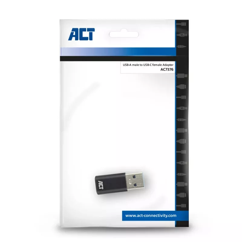 USB-A male to USB-C female adapter ACT AC7376 black