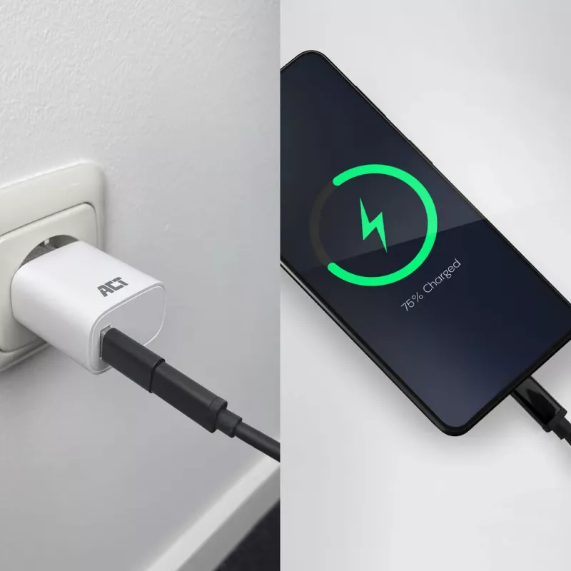 USB-A male to USB-C female adapter ACT AC7376 black