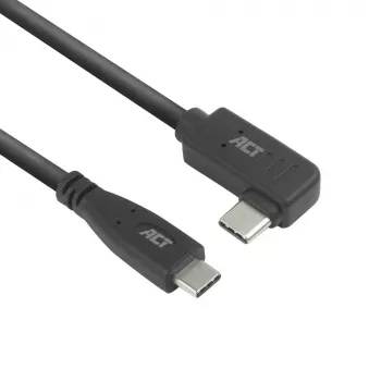 ACT USB 3.0 10Gbps 60W USB Type-C (straight) to USB Type-C (left/right angled) Cable, 0.5 meters