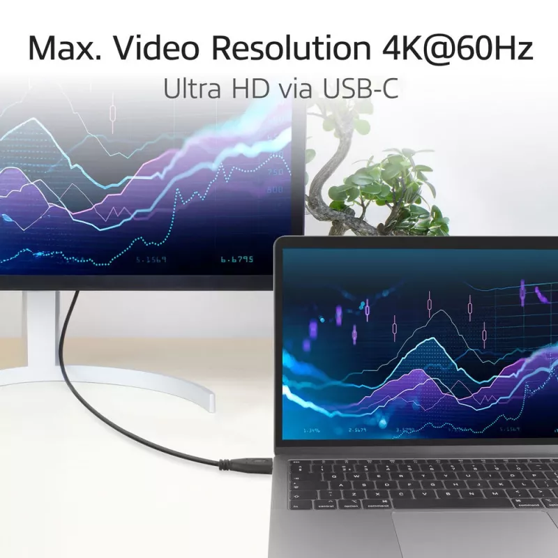 ACT USB 3.0 10Gbps 60W USB Type-C (straight) to USB Type-C (up/down angled) Cable, 2 meter