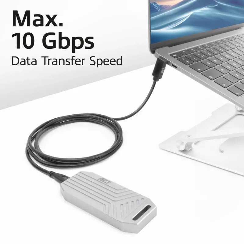 ACT USB 3.0 10Gbps 60W USB Type-C (straight) to USB Type-C (up/down angled) Cable, 2 meter