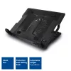 ACT Laptop stand, with fan, 5 positions height adjustable, 2-port hub