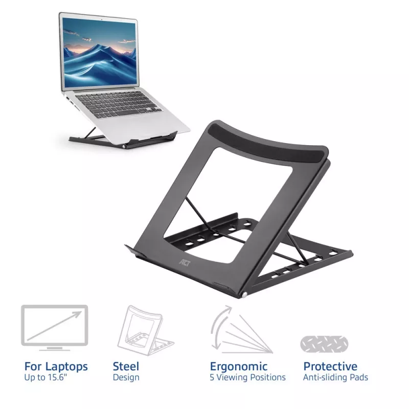 Laptop Stand ACT AC8145 5 Adjustable Height Positions Black