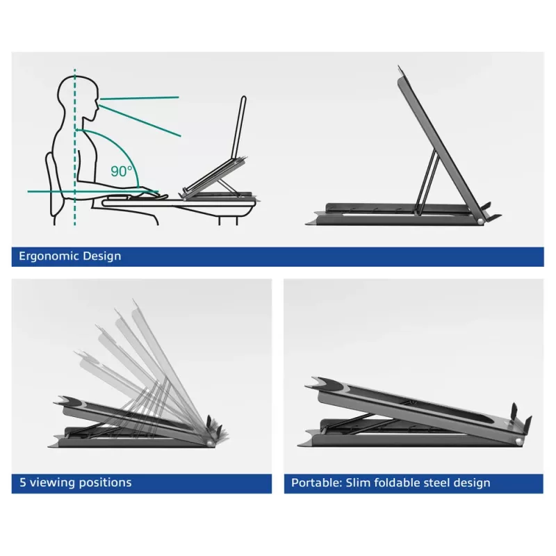 Laptop Stand ACT AC8145 5 Adjustable Height Positions Black