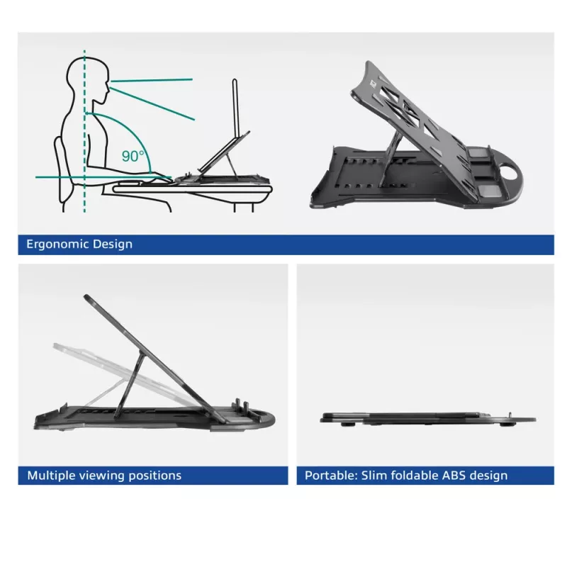 Laptop Stand ACT AC8150 Foldable 7 Adjustable Heights Black