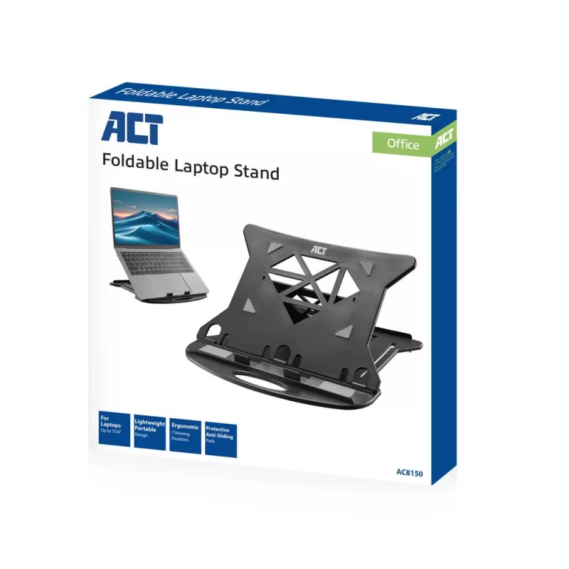 Laptop Stand ACT AC8150 Foldable 7 Adjustable Heights Black