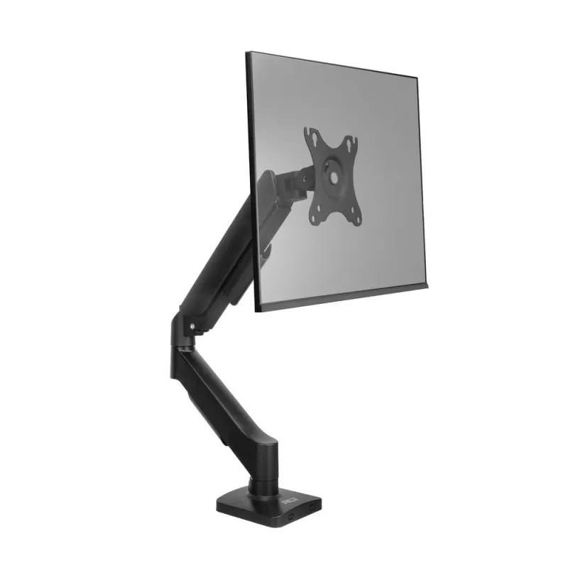 Monitor arm ACT for 35 inch screens, gas spring, single monitor, clamp/grommet, up to 9 kg, VESA 75x75–100x100, tilt ±45°, black