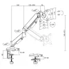 Monitor arm ACT for 35 inch screens, gas spring, single monitor, clamp/grommet, up to 9 kg, VESA 75x75–100x100, tilt ±45°, black