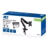 Monitor arm ACT for 35 inch screens, gas spring, single monitor, clamp/grommet, up to 9 kg, VESA 75x75–100x100, tilt ±45°, black