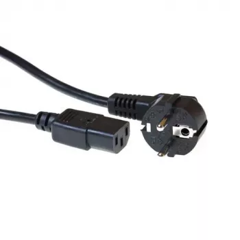 ACT Powercord mains connector CEE 7/7 male (angled) - C13 black 1 m
