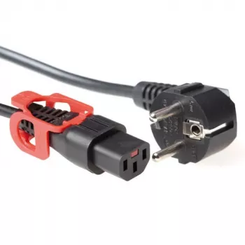 ACT Powercord CEE 7/7 male (angled) - C13 IEC Lock+ black 2 m, EL332S