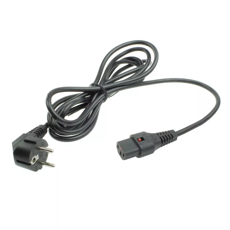 ACT Powercord CEE 7/7 male (angled) - C13 IEC Lock black 5 m, EL269S