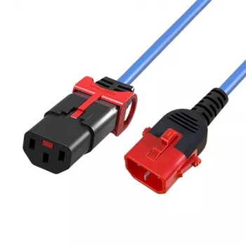 ACT Powercord C13 IEC Lock+ - C14 IEC Lock Dual Locking blue 1 m, PC3619