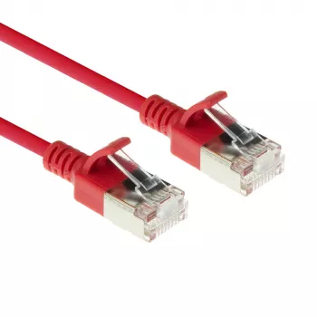 ACT Red 1 meter LSZH U/FTP CAT6A datacenter slimline patch cable snagless with RJ45 connectors