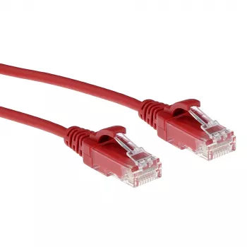 ACT Red 1 meter LSZH U/UTP CAT6 datacenter slimline patch cable snagless with RJ45 connectors