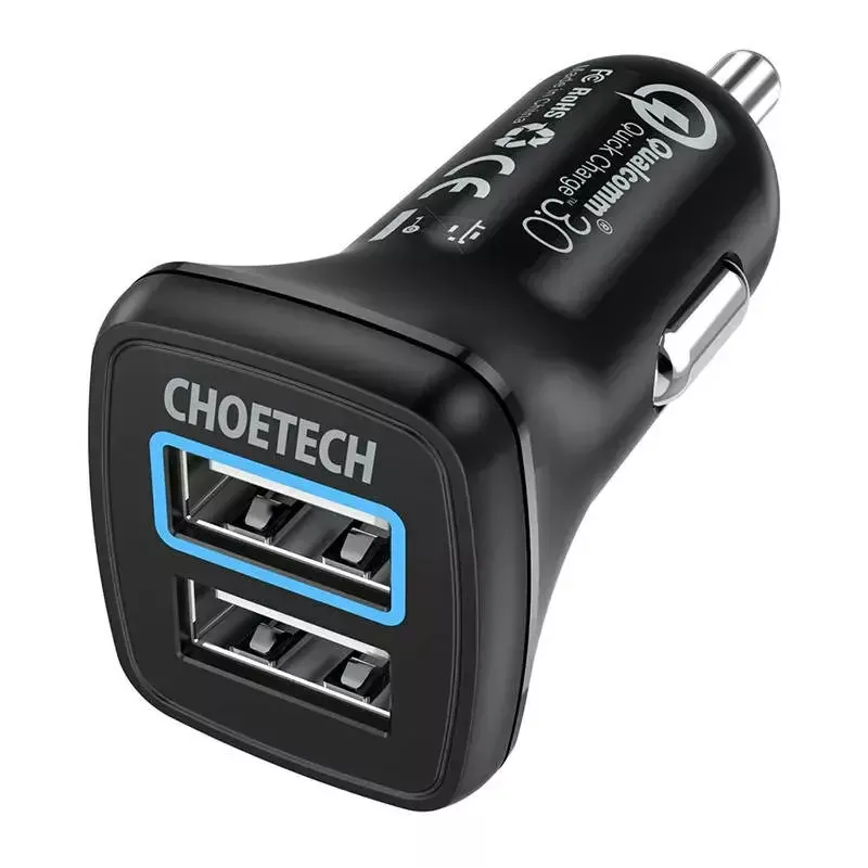 Power charger CHOETECH C0051 dual USB-A 36W QC3.0, black