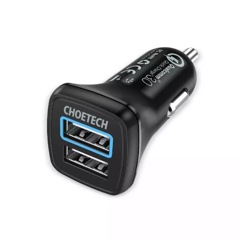 Power charger CHOETECH C0051 dual USB-A 36W QC3.0, black