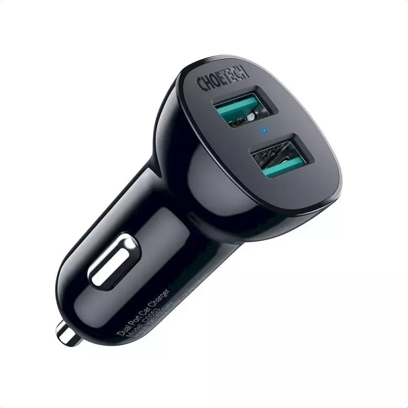 Power charger CHOETECH C0051 dual USB-A 36W QC3.0, black