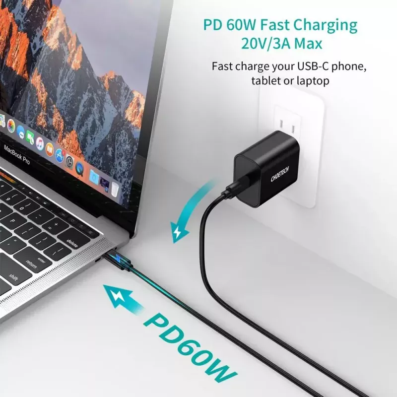 USB Cable Choetech CC0002 USB 2.0 1m USB C Black