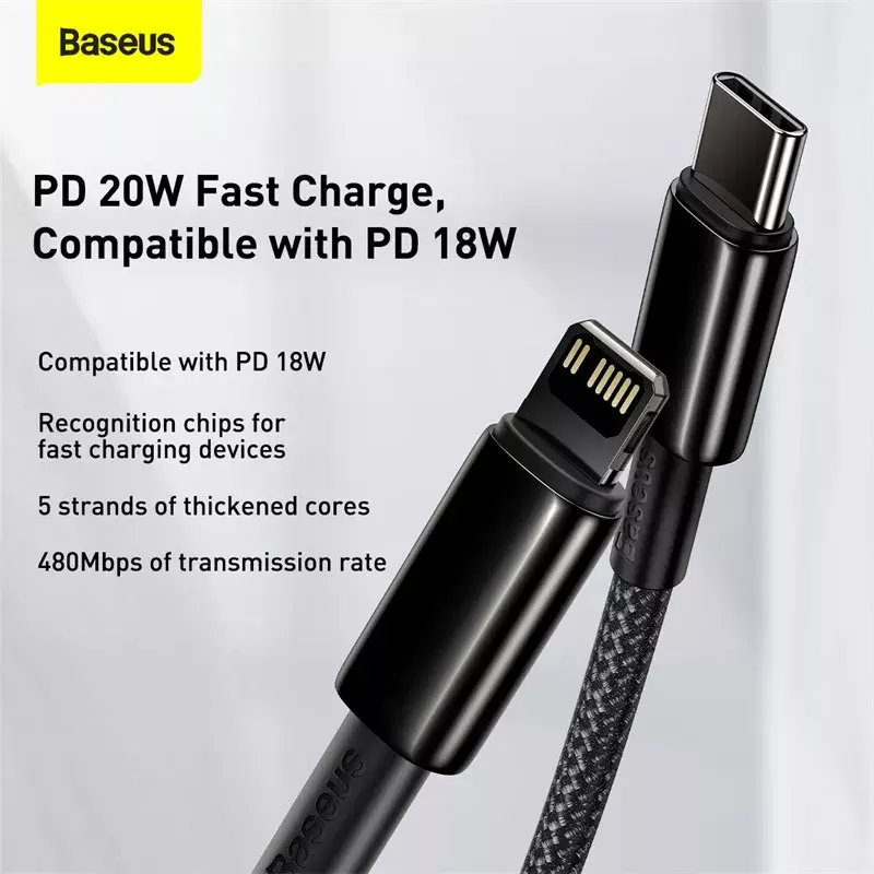 Cable Baseus Tungsten Gold 1 m Black Lightning to USB C