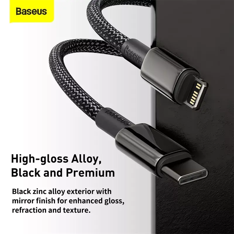 Cable Baseus Tungsten Gold 1 m Black Lightning to USB C