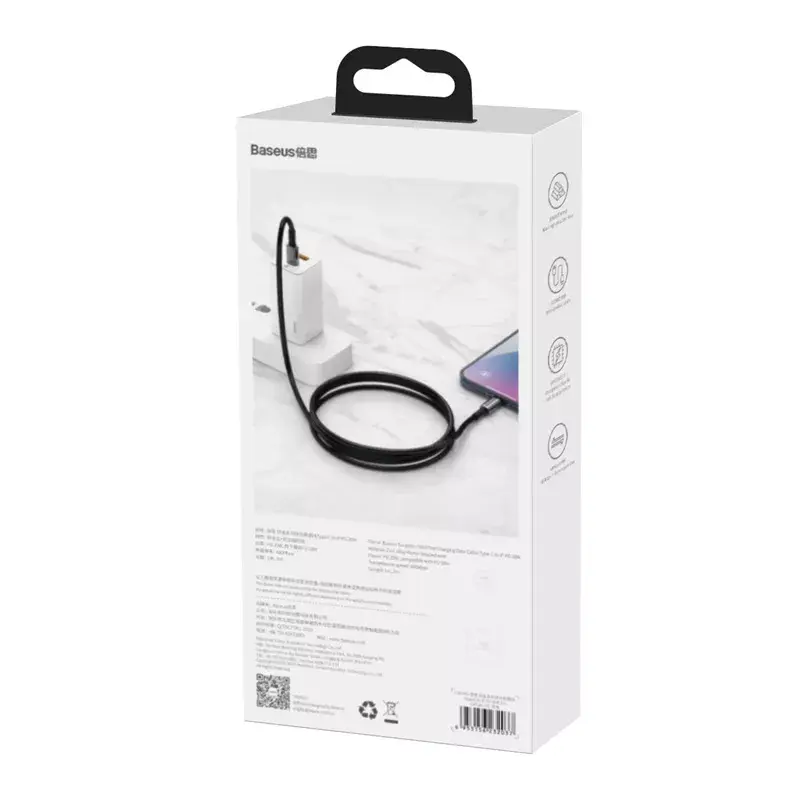 Cable Baseus Tungsten Gold 1 m Black Lightning to USB C