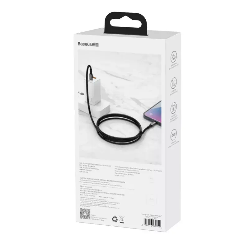 Cable Baseus Tungsten Gold 2 m Black Lightning USB C