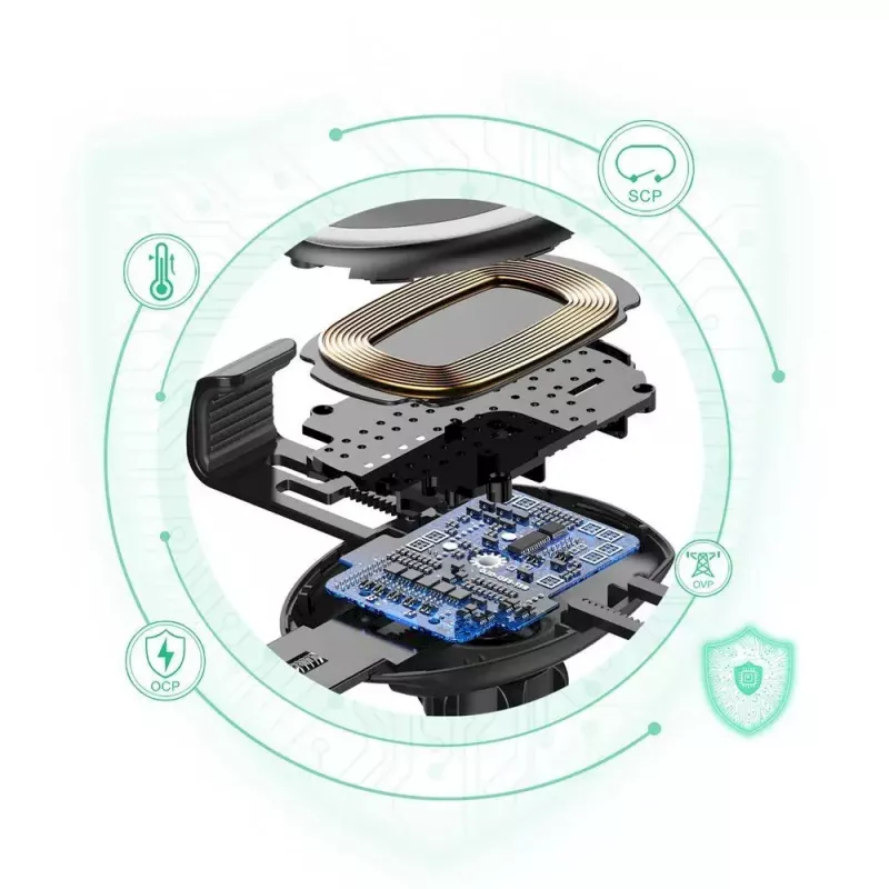 Car phone mount CHOETECH T536-S with 10W wireless charging, dashboard/windshield installation