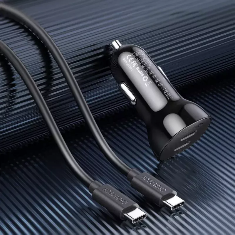 Indoor Charger Choetech TC0008 Black Cigar Lighter Fast Charging
