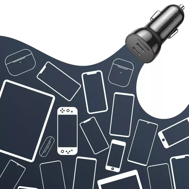 Indoor Charger Choetech TC0008 Black Cigar Lighter Fast Charging