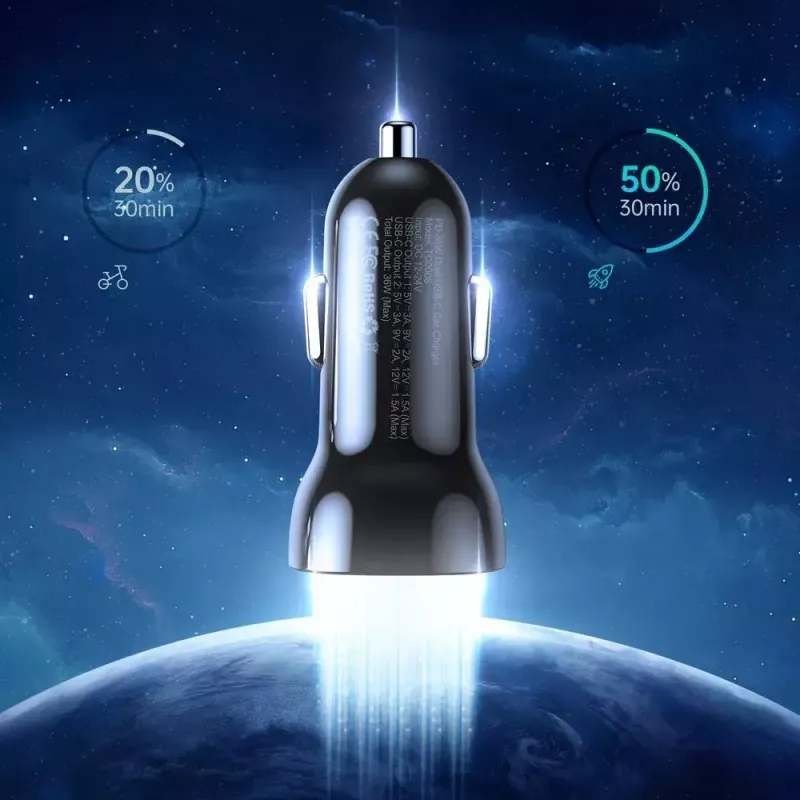 Indoor Charger Choetech TC0008 Black Cigar Lighter Fast Charging