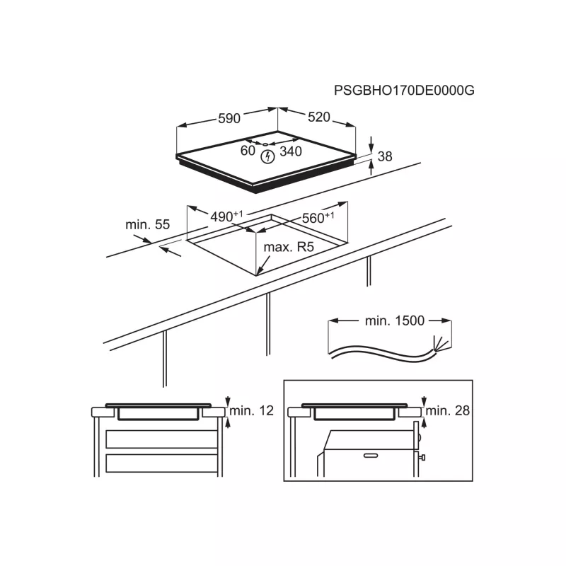 Electrolux EHF6232FOK Black 60 cm Ceramic hob