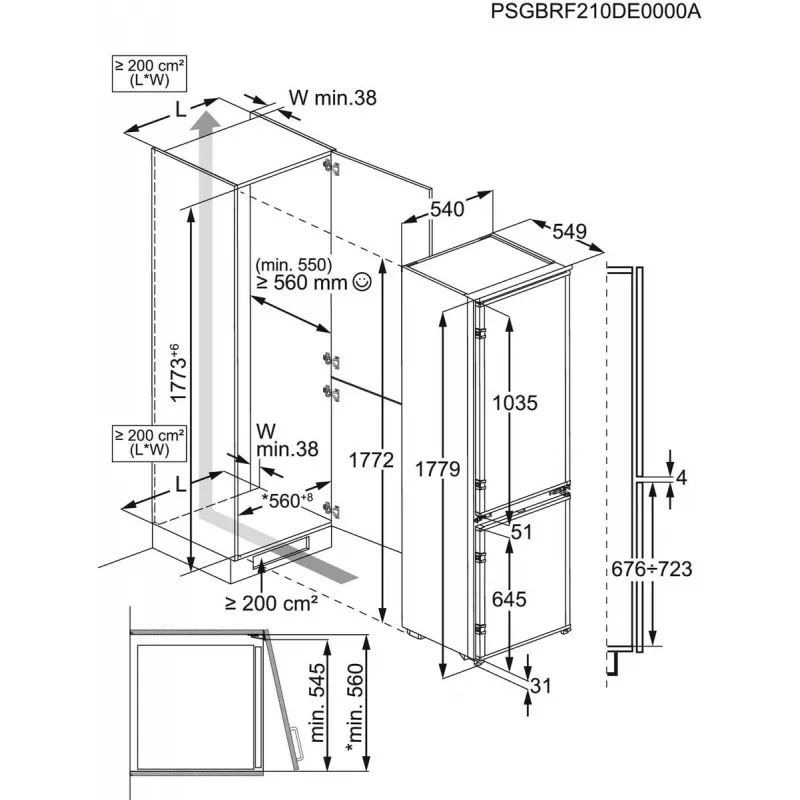 Built-in Refrigerator Electrolux LND5FE18S 269 L